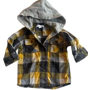 Adorable Yellow Plaid Pumpkin Patch Hooded Flannel 6-12M